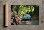 Blue Car, Pink Bloom, print and shipping tube