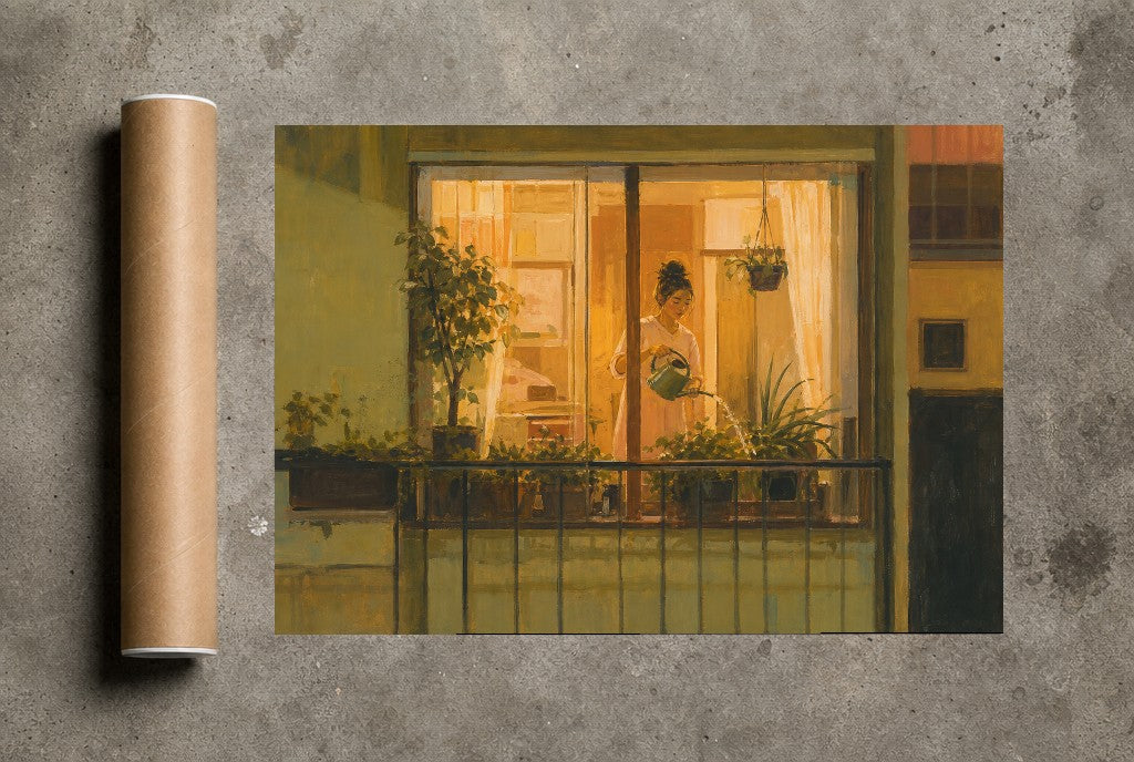 Watering at Dusk, print and shipping tube