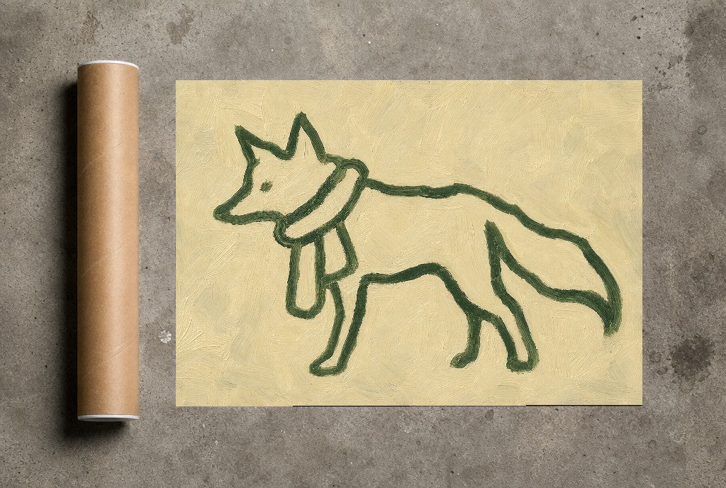 Line Fox in Scarf, print and shipping tube