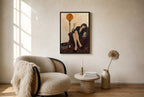 Oversized Robe, Amber Lamp leaning at the baseboard of a sunlit living room.