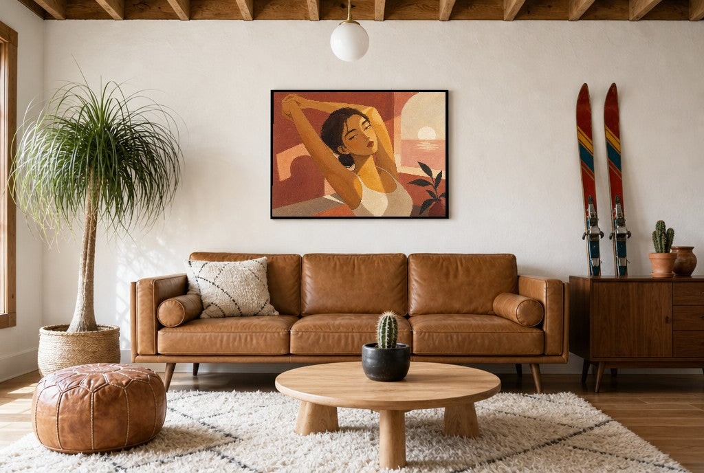 Sun's Up, Barely, above mid-century console