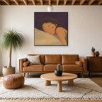 Blue, Briefly, above mid-century console