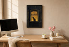 Amber Window, Cat, above mid-century console