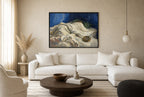 Oversized Sheets, Ashtray leaning at the baseboard of a sunlit living room.