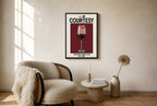 Oversized Courtesy Pour, Wine leaning at the baseboard of a sunlit living room.