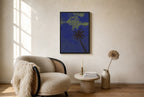 Oversized Lone Palm, Midnight leaning at the baseboard of a sunlit living room.