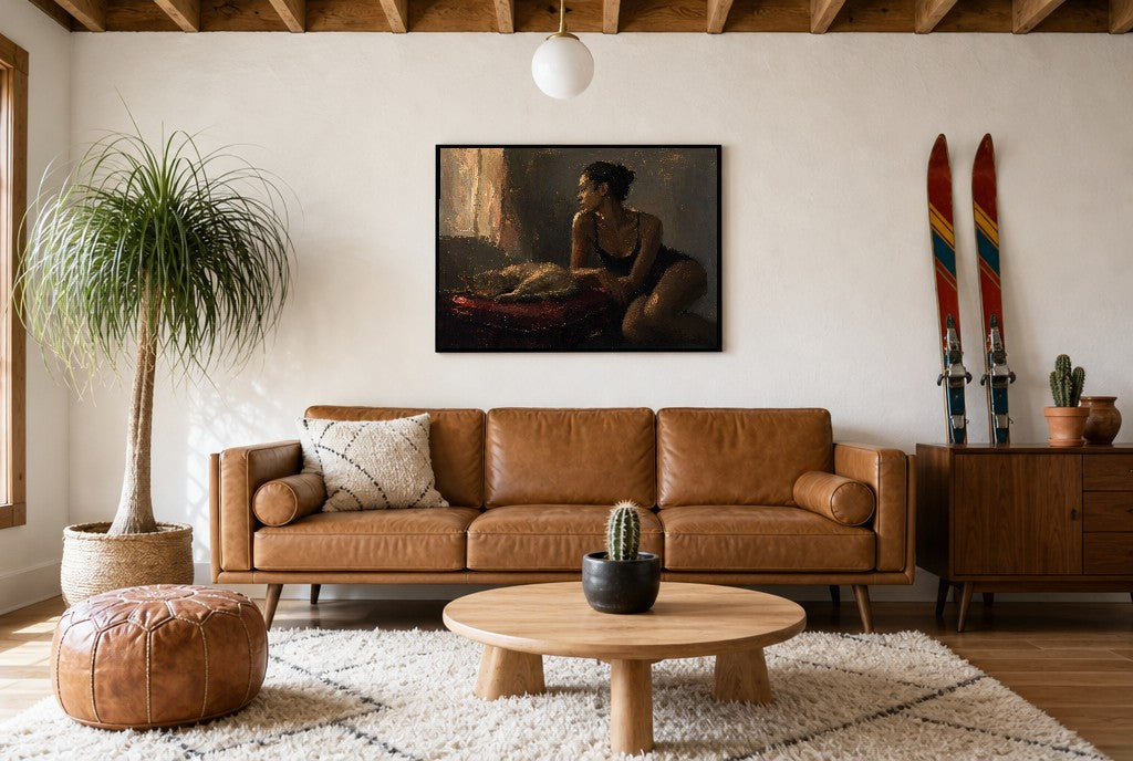 Florals, Committed, above mid-century console