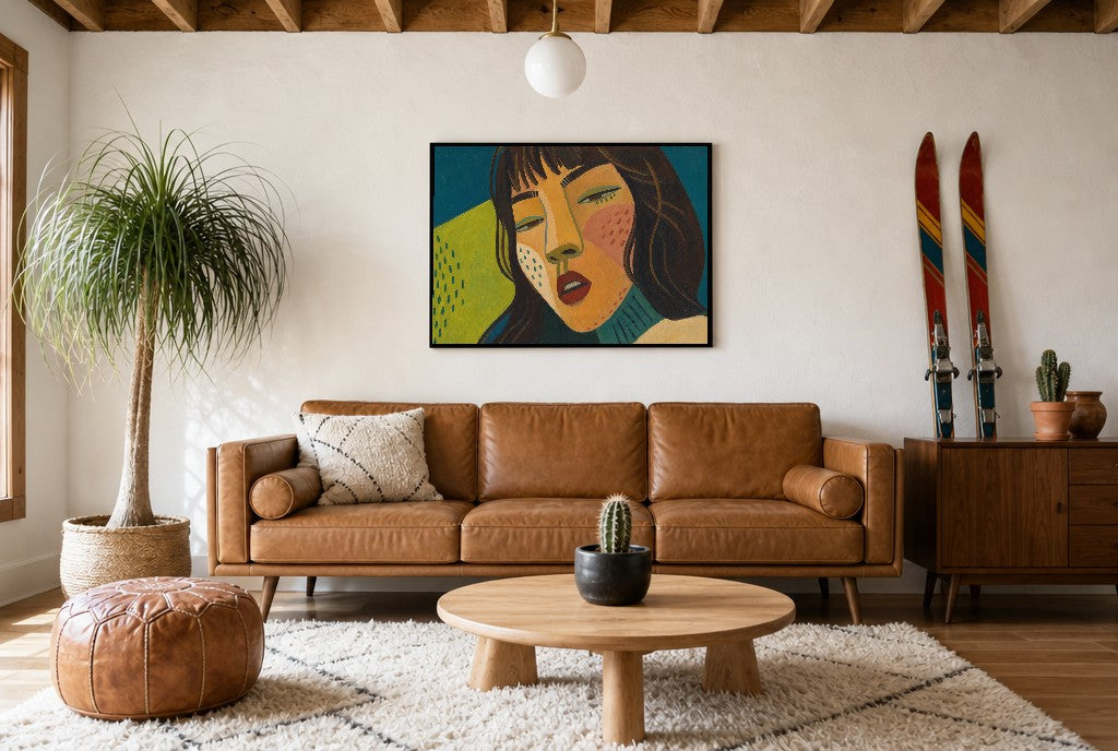 Bored, Beautifully, above mid-century console