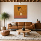 Smoke Break, Ochre, above mid-century console