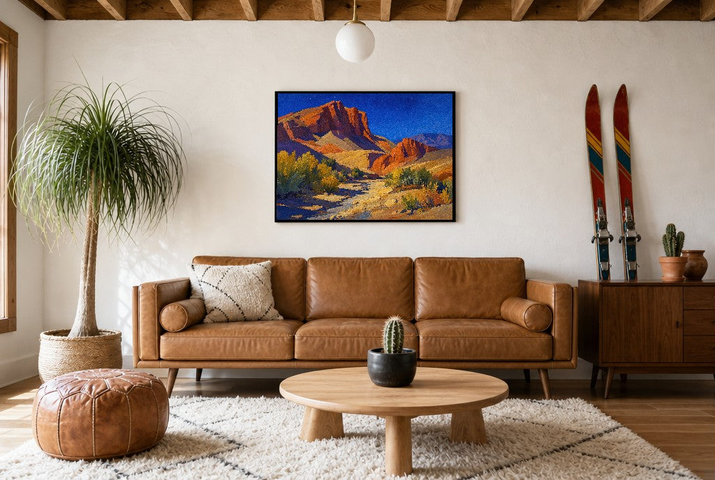 Where the Water Was, above mid-century console