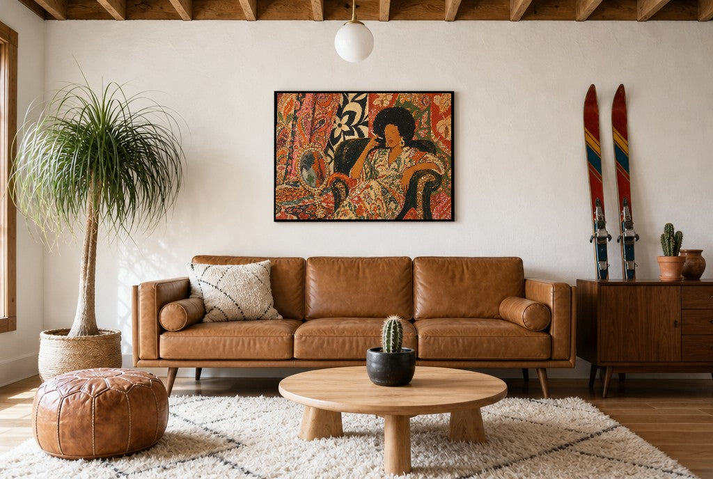 Of Two Faces, above mid-century console