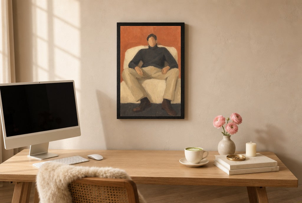 Charcoal & Terracotta, above mid-century console
