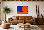 Small Rider, Big Sun, above mid-century console