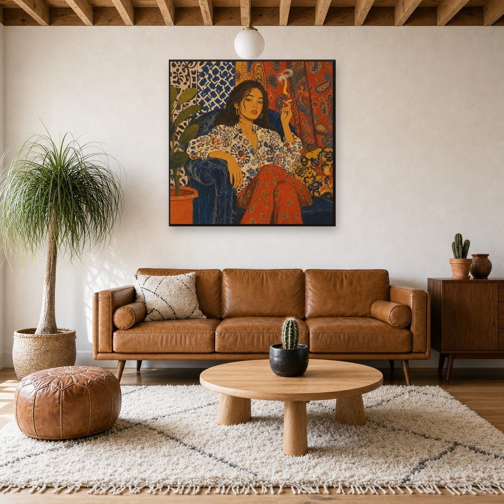 One Last Drag, above mid-century console
