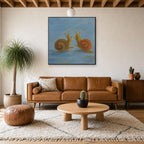 Two Snails, above mid-century console