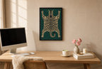 Tiger Skin, Faux Obviously, above mid-century console