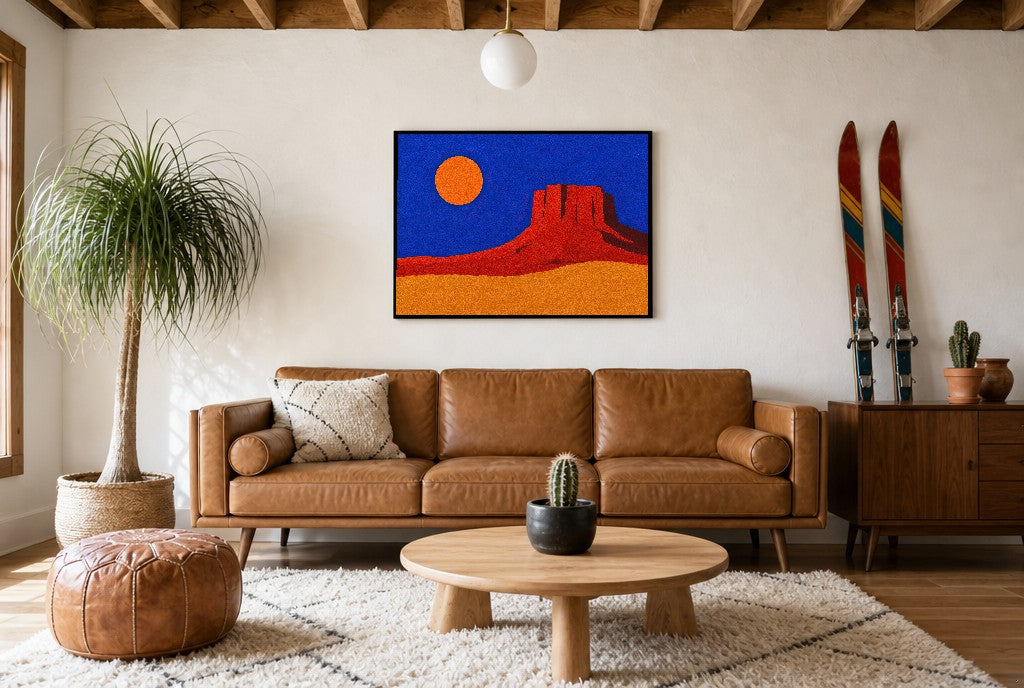 Red Mesa, Low Sun, above mid-century console