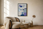 Oversized Cool Marks, Cream leaning at the baseboard of a sunlit living room.