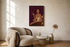 Oversized Slip Dress, Plum leaning at the baseboard of a sunlit living room.