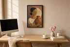 Woman With a Pot, above mid-century console