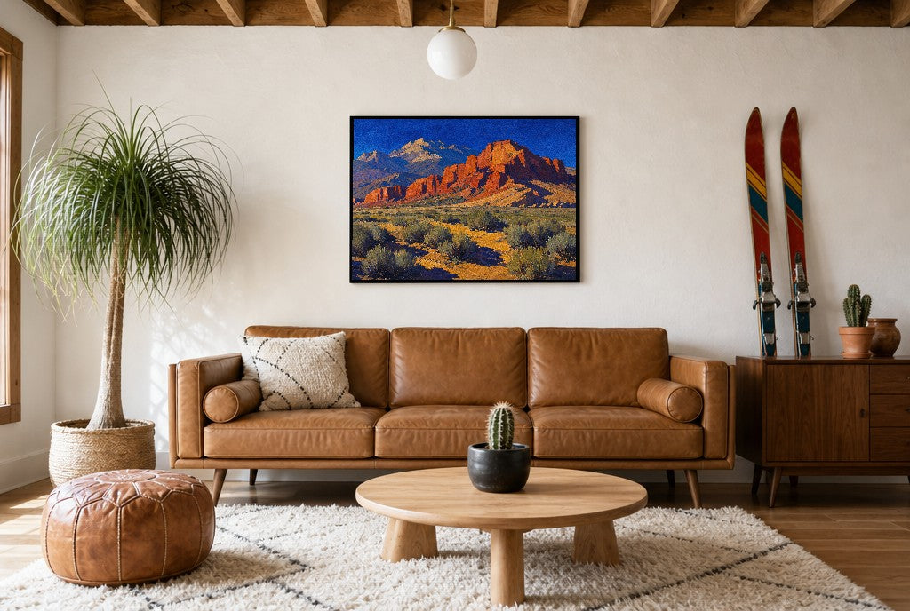 Far Range, above mid-century console