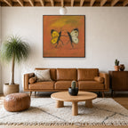 Two Butterflies, above mid-century console
