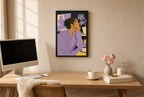 Lavender, Thinking, above mid-century console