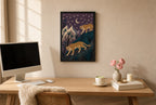 Leopards, Loose, above mid-century console