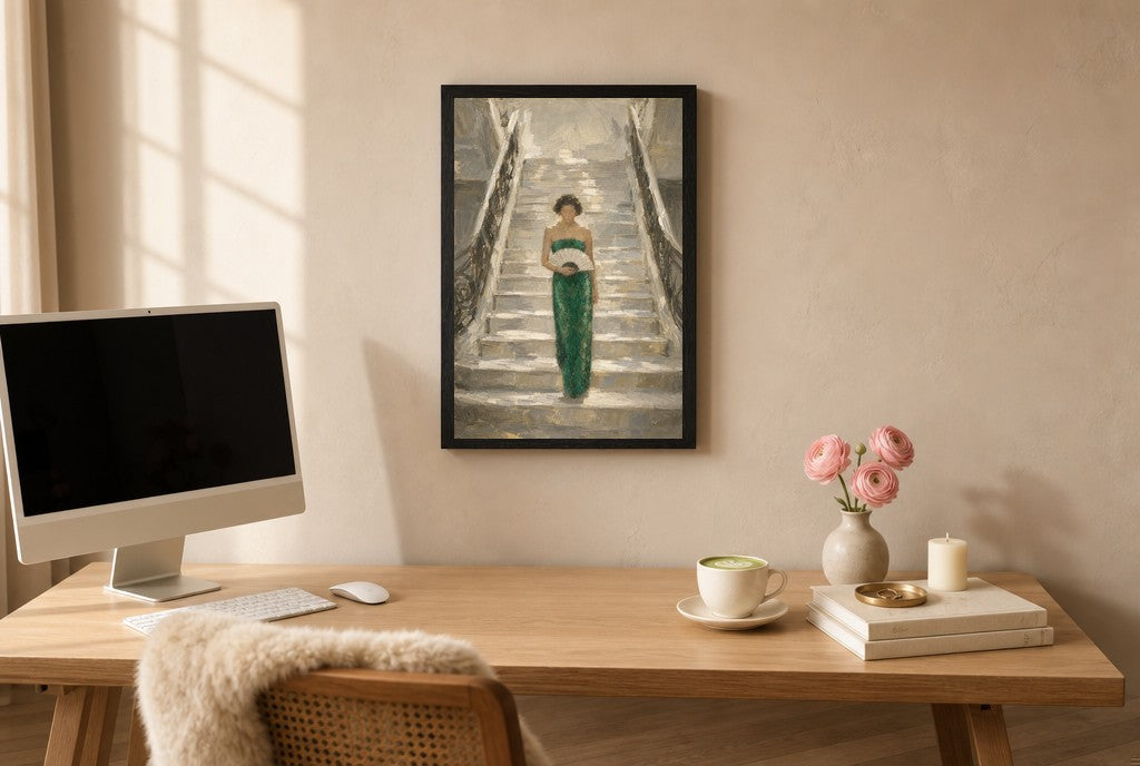 Python and the Staircase, above mid-century console