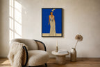Oversized Striped Gown, Cobalt leaning at the baseboard of a sunlit living room.