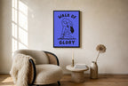 Oversized Walk of Glory leaning at the baseboard of a sunlit living room.