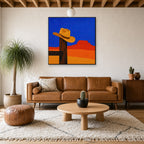 Hat on the Post, above mid-century console