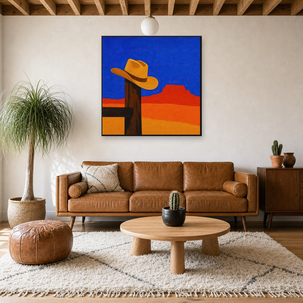 Hat on the Post, above mid-century console