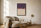 Oversized Lone Tower, Pink Sky leaning at the baseboard of a sunlit living room.