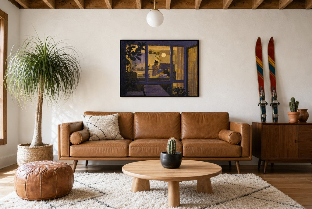 Late Laundry, above mid-century console