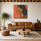 Profile in Coral, above mid-century console