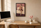 Burgundy Slip, above mid-century console