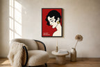 Oversized Saint Monday leaning at the baseboard of a sunlit living room.