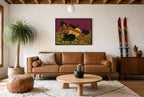 Outnumbered by Cats, above mid-century console