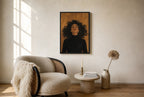 Oversized Hair on Floor leaning at the baseboard of a sunlit living room.