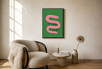 Oversized If I Was a Worm leaning at the baseboard of a sunlit living room.