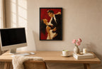 Couple, Red Ground, above mid-century console