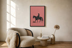 Oversized Cowgirl, Dusty Pink leaning at the baseboard of a sunlit living room.