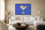 Oversized Angry Olive, Martini leaning at the baseboard of a sunlit living room.