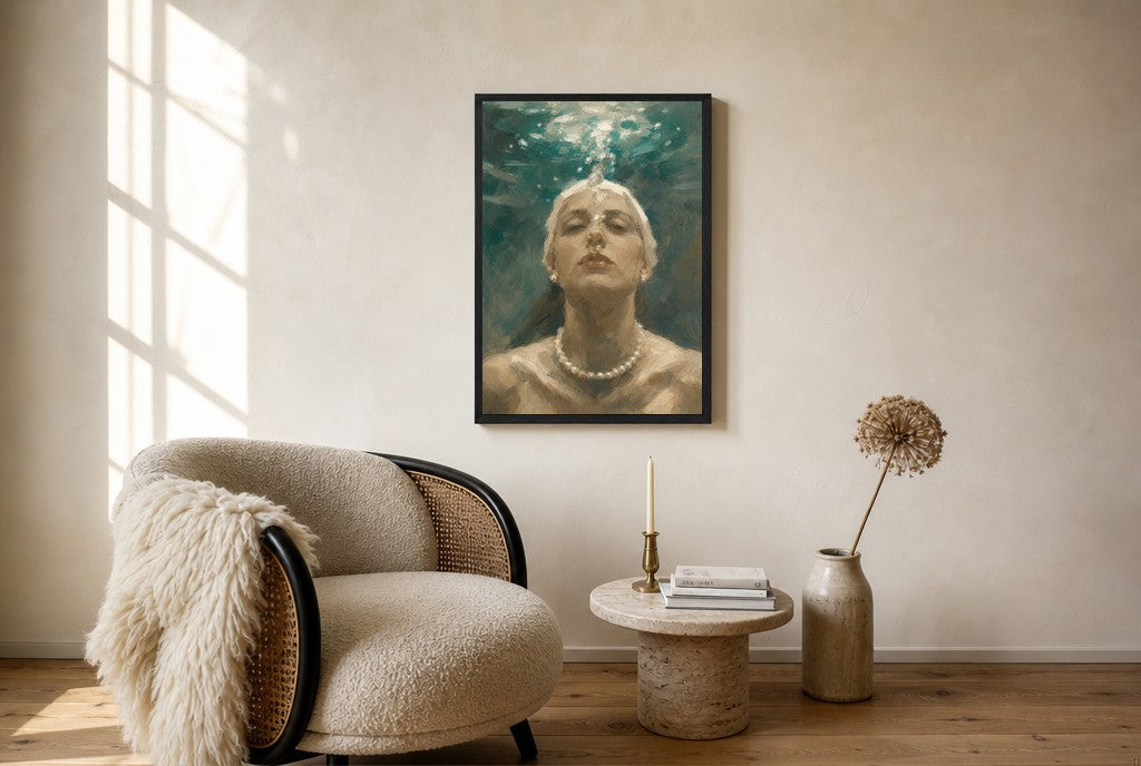 Holding Her Breath, floor-leaning in living room