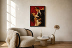 Couple, Red Ground, floor-leaning in living room
