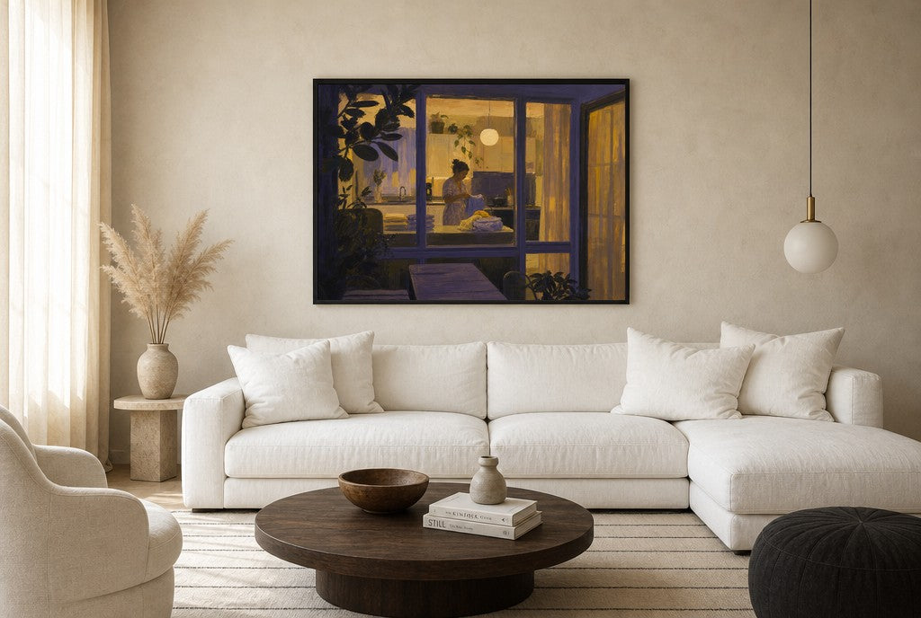 Late Laundry, floor-leaning in living room