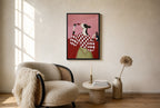 Oversized House Red, Straight from the Bottle leaning at the baseboard of a sunlit living room.