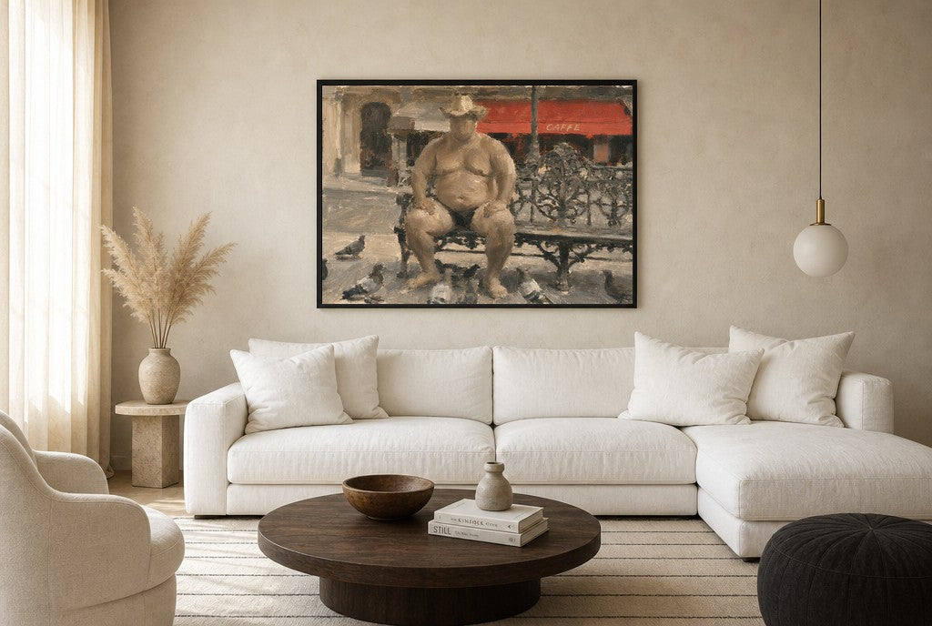 Sumo in Paris, floor-leaning in living room
