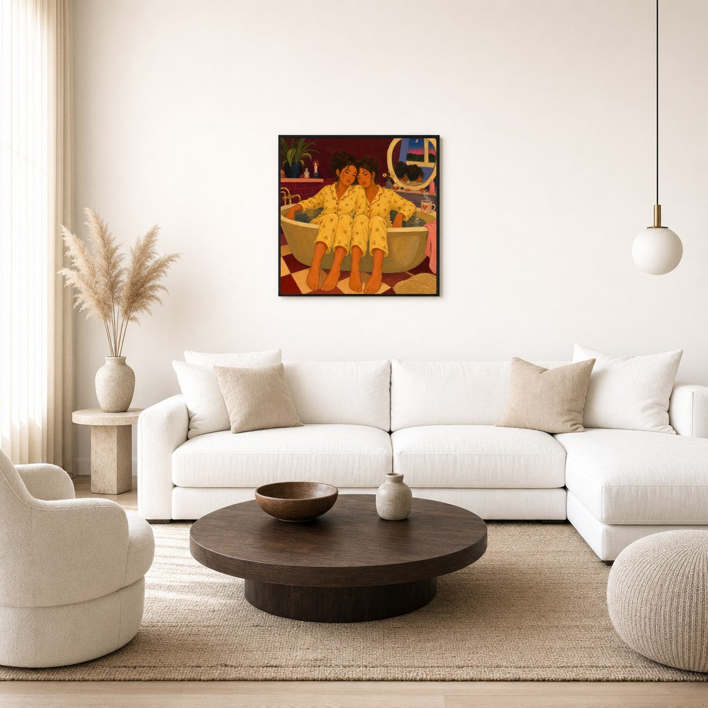 Leopard on the Shoulder, floor-leaning in living room